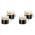 thumbnail image 1 of Juego de 4 Tazas de Café Expreso, Tazas de Doble Boquilla de 4 Onzas, Vasos de Chupito de Café Expreso, de Leche con Asa, Vidrio Transparente, Café Expreso, 1 of 5