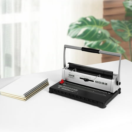 SKYSHALO Coil Spiral Binding Machine Durable Manual 34 Sheets Punched with 100 Coil Spines, Black
