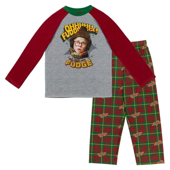 A CHRISTMAS STORY Big Boys Pajama Shirt & Pajama Pants gray / red 14-16
