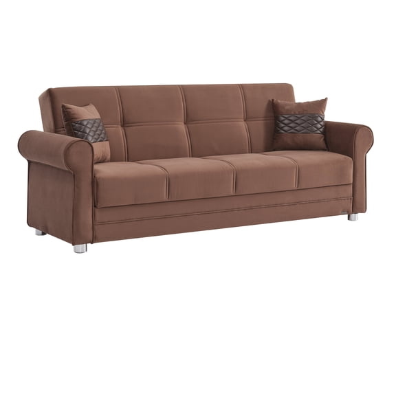 Ottomanson Convertible Sleeper Sofa Bed with Hidden Storage, Firm Comfort Couch, Brown