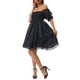 thumbnail image 4 of Txlixc Vestido casual con dobladillo grande para mujer, Estampado teñido anudado / Color sólido Cuello cuadrado Mangas abullonadas Falda de burbuja, S / M / L Txlixc Estilo de ocio, 4 of 9