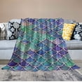 thumbnail image 2 of Nawypu  Throw Blanket Watercolor Rainbow Scales of Mermaid Seamless Pattern Decorative Soft Warm Cozy Flannel Plush Throws Blankets for Bedding Sofa Couch, 2 of 6