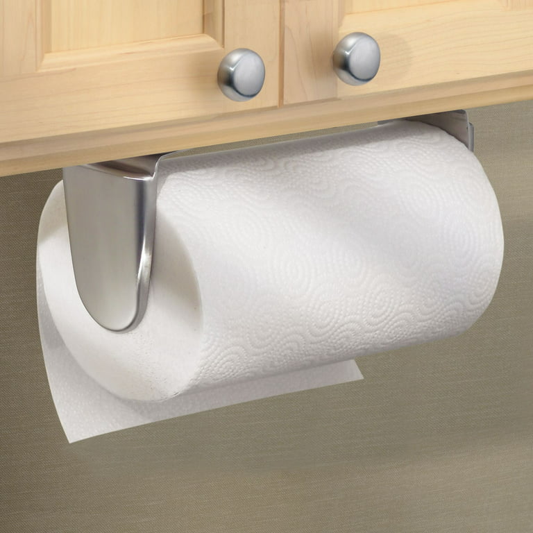 mDesign Paper Towel Holder for Kitchen - Wall Mount/Under Cabinet, Brushed