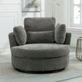 thumbnail image 2 of Aukfa 42" Oversized Swivel Accent Chair w/ Lumbar Pillow, Living Room Barrel Chair Read Chair, Gray, 2 of 8