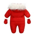 thumbnail image 2 of Hzgobj Baby Boy Snowsuit Infant Girl Winter Clothes Toddler Jumpsuit Coat Jacket Outfit Hoodied Baby Boys Hooded Romper Winter Clothing Set Snowsuit With Gloves Jumpsuit Outfits, 2 of 3