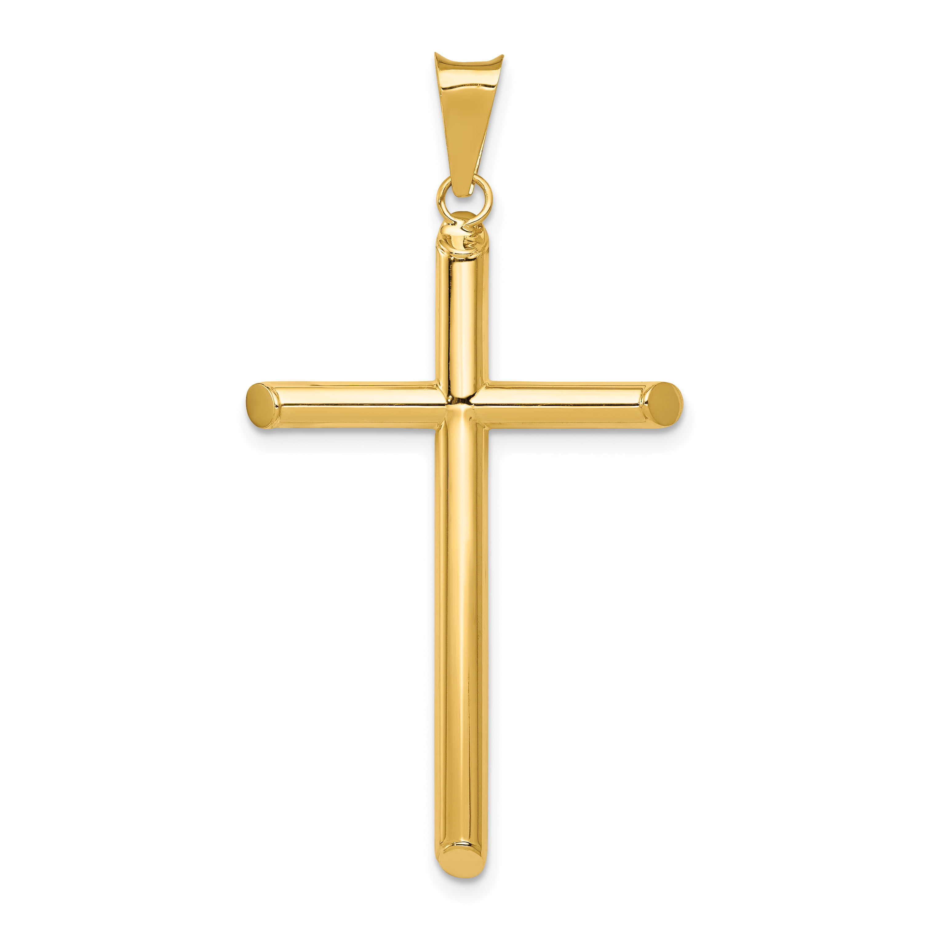 14k Yellow Gold Tube Cross Religious Pendant Charm Necklace Fine Jewelry Gifts For Women For Her 