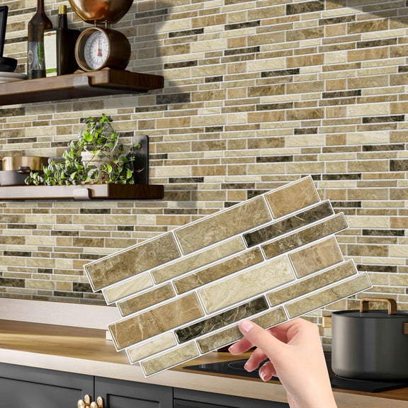 24-Piece Peel-and-Stick Marble Wall Tiles - 4.7×9.7 Inch Waterproof Oil-Proof Backsplash, Self-Adhesive Decorative Tiles for Kitchen & Bathroom