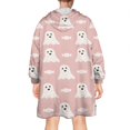 thumbnail image 2 of Wearable Oversized Blanket,Cute Ghost Halloween Pattern Wearable Blanket Hoodie for Adults,Cozy Hooded Blankets with Super Pockets,Super Warm Fuzzy Pullover for Women & Men, 2 of 6