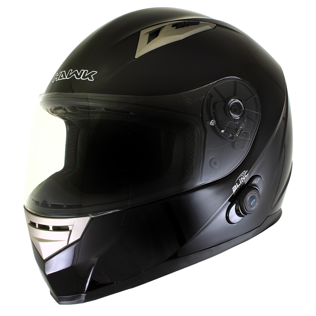 鹰H-510光泽的黑色蓝牙全脸摩托车头盔