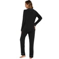 thumbnail image 6 of GEX Womens Bamboo Viscose Pajamas Super Buttery Soft 2 Piece PJ Set Button Long Sleeve Sleepwear Set (Black S), 6 of 6