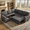 Gray(Corduroy Fabric), variant on Howcool 81" Sectional Sleeper Sofa with Pull Out Bed, Modular L-Shaped Chenille Couch with Storage Chaise, USB Charging Ports & Cup Holders for Living Room, Apartment, Black