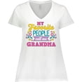thumbnail image 3 of Inktastic My Favorite People Call Me Grandma with Flowers Women's Plus Size V-Neck T-Shirt, 3 of 5