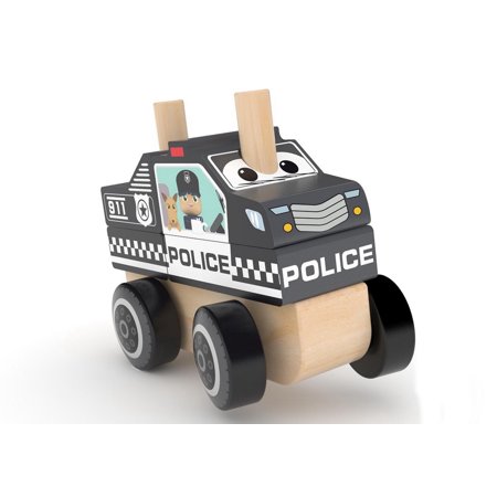 J’adore Police Car Wooden Stacking Toy