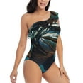 thumbnail image 3 of Honeii Starry Sky Colorful Crocodile A for women's one-piece swimsuit featuring a chic one-shoulder design experience elegance and style in the water-Medium, 3 of 6