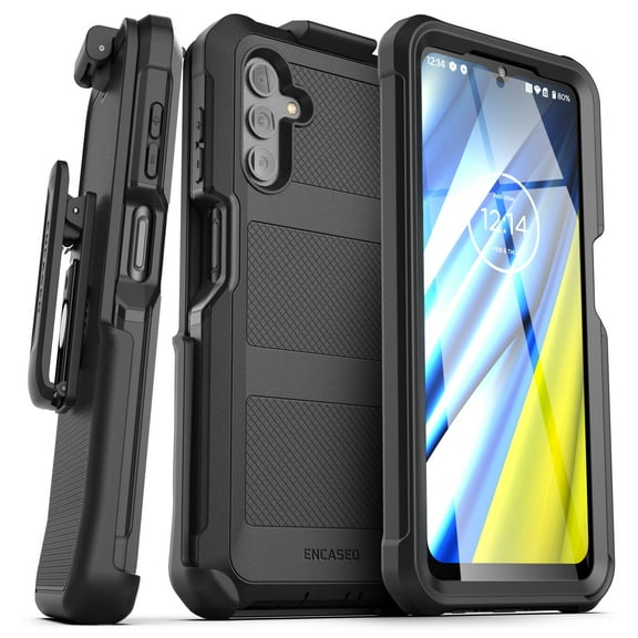 Encased Falcon Shield for Samsung Galaxy A13 5G Case with Screen Protector and Belt Clip Holster (Black)