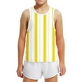 thumbnail image 6 of piuwrlz Summer Sleeveles Wide-StrapTank Tops Kids Girls Boys Lightweight Sports Vest Fashionable Round Neck Stripe Pullover Yellow Size 10 Years, 6 of 6