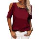 thumbnail image 1 of Mujeres Casual manga corta Top hombro frío camisa verano moda suelta blusa cómoda, 1 of 5