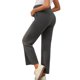 thumbnail image 3 of Pantalones de maternidad Inspire Chic para mujer, pantalones de lounge de pierna ancha sobre el vientre, casuales, de cintura alta con bolsillos, gris oscuro, grande, 3 of 6