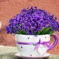 thumbnail image 7 of Zukuco 6 Bundles Artificial Violets Fake Flowers UV Resistant Silk Flowers Outside Shrubs Plants for Garden Porch Farmhouse Home Indoor Outdoor Wedding Décor(Purple), 7 of 7