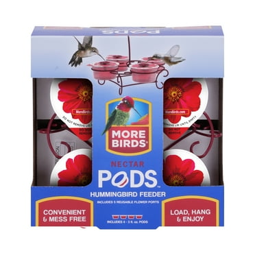 More Birds Simple Wireform Nectar Pod Hummingbird Feeder, Red