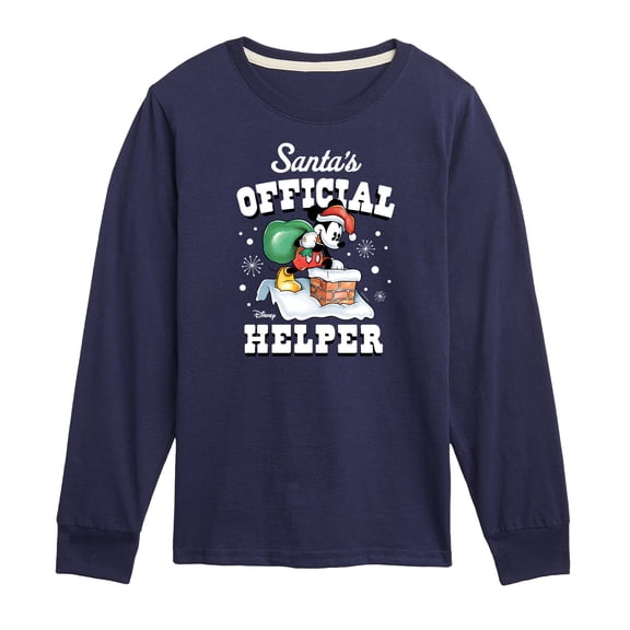 Disney - Mickey Mouse Santas Official Helper Christmas - Toddler & Youth Long Sleeve Graphic T-Shirt