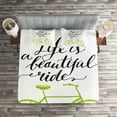 thumbnail image 2 of Ambesonne Inspirational Quilted Coverlet 3 Pcs, Life is a Bike Ride, Queen Size, Green Black, 2 of 2