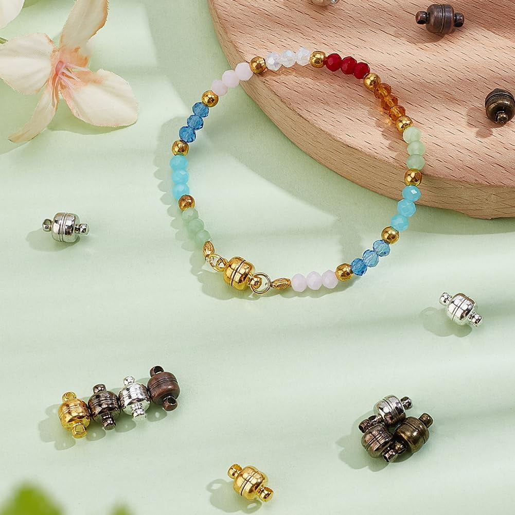 100 Sets Magnetic Clasps Mixed Color Necklace Bracelet Clasps Oval Brass Magnet Converter Jewelry Clasps Extenders Locking Clasps for Bracelet Necklace Jewelry Making 11x7mm 1set