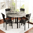thumbnail image 2 of Round Dining Table Set for 4, Solid Wood Thickened Table Top Kitchen Dining Table and Chairs Set, Modern Dining Room Dining Table Set for 4 for Apartment, Kitchen, Dining Room, Rustic Gray, 2 of 9
