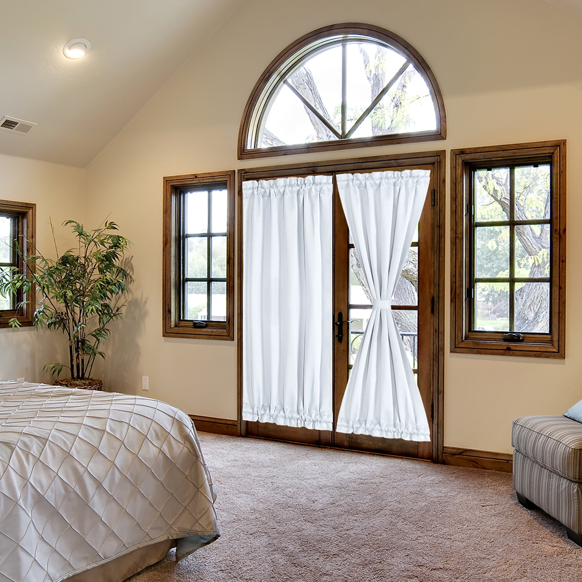 French Door Curtains Thermal Insulated Blackout Curtain Rod Door Window