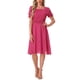 thumbnail image 2 of Vestido de Cuello Cuadrado Allegra K para Mujeres con Estrellas Metálicas, Manga Corta, Corte A, Cintura Elástica, Midi, Rosa Claro, 2 of 6