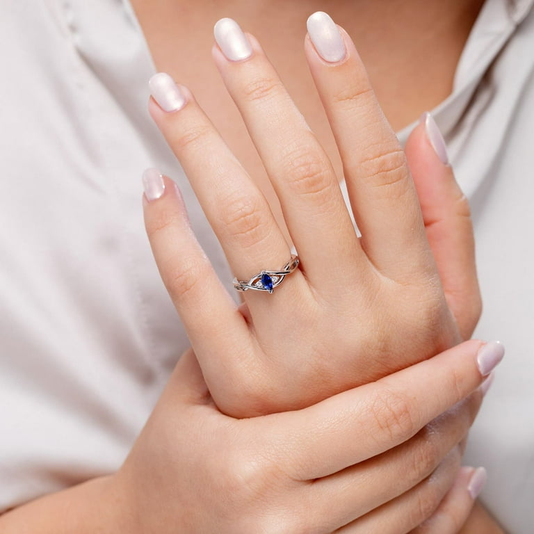 ANGARA Natural ct Blue Sapphire Engagement Ring with Diamonds