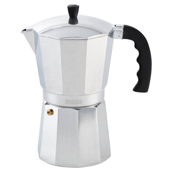 IMUSA 12-Cup Stovetop Espresso Maker, Cast Aluminum Coffee Maker, Cuban Coffee Brewer, Moka Pot Style, Portable Coffee Maker for Home, Camping, or Travel