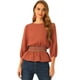 thumbnail image 1 of Top peplum para mujer Blusa con cintura fruncida de media manga abullonada naranja M, 1 of 6
