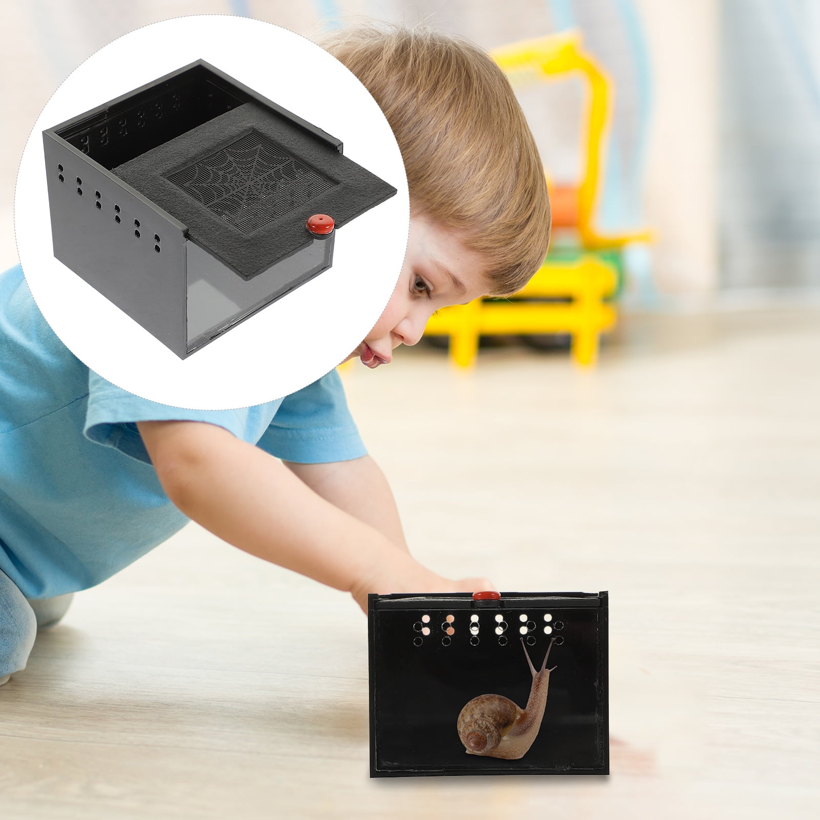 OUNONA Black Reptile Feeding Box Ventilation System for Snakes, Tarantulas, Lizards and Small Pets