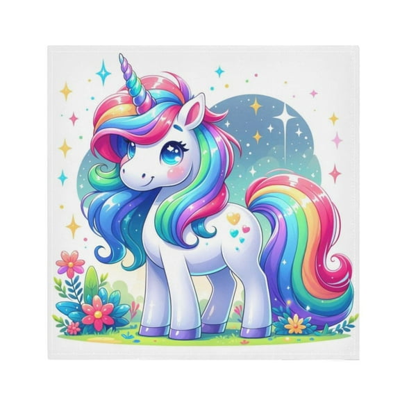 JSTEL Rainbow Unicon Stars Cartoon Cloth Napkins Set of 6, 20x20 Inch Washable and Reusable Napkin for Decoupage Dinner Party Everyday Use