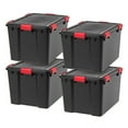 thumbnail image 1 of IRIS Bac de Rangement en Plastique 74 Pintes WeatherPro™ avec Couvercle Durable et Boucles de Verrouillage Sécurisées, Lot de 4, 1 of 7
