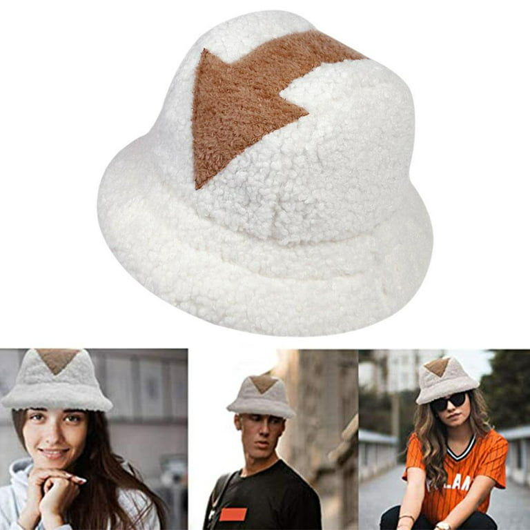 Lamb Wool Appa Bucket Hat Winter Warm Fishing Caps Bucket Fur Symbol  Printed Top Women Flat Men E9R2 