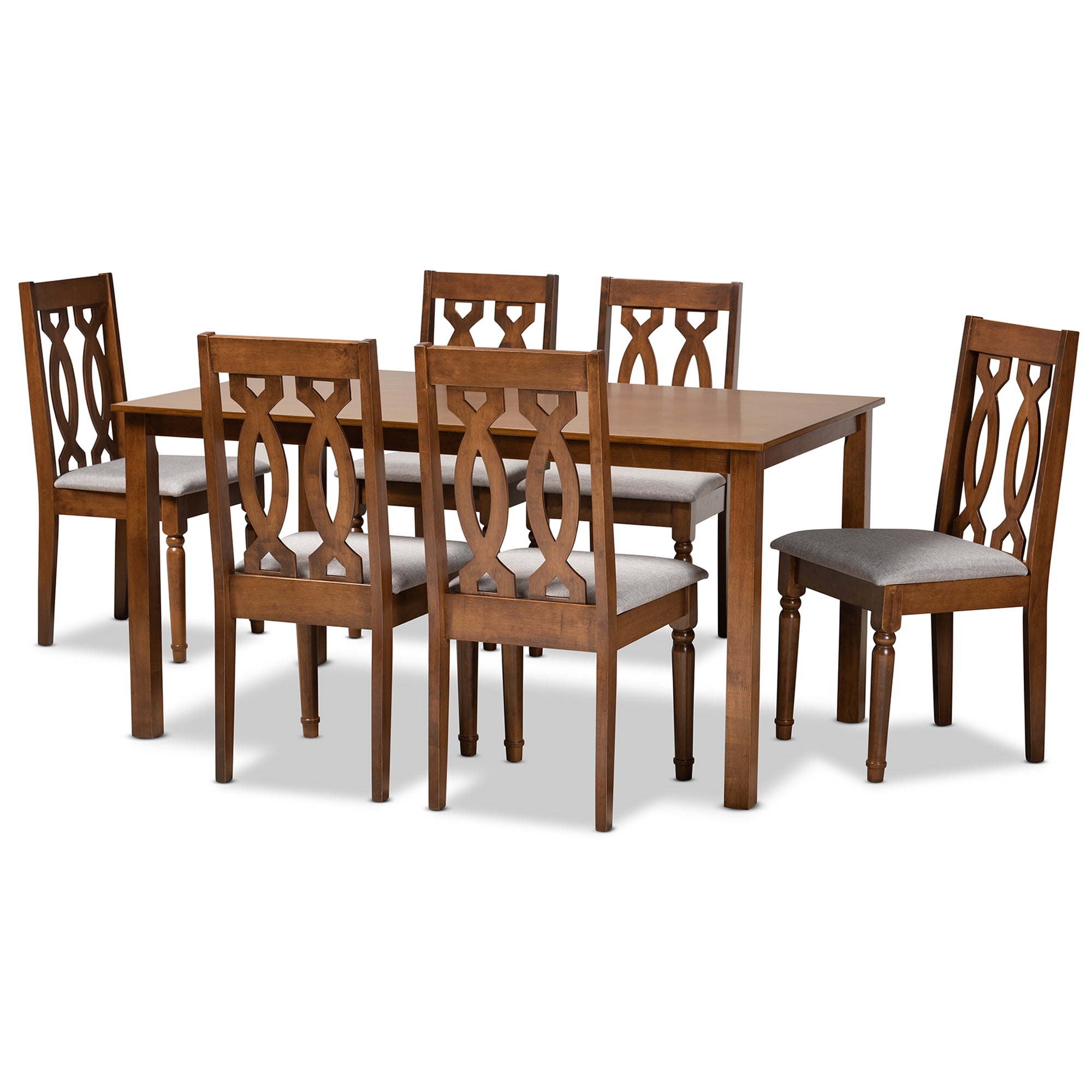 Baxton Studio Cherese Modern Dining Set, 7-Piece, Walnut Brown