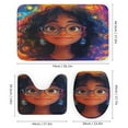 thumbnail image 3 of Shower Curtain Sets 4 Piece Dark-skinned Young Girl with Glasses with Non-Slip Rugs Toilet Lid Cover And Bath Mat Sweet African American Girl 12 Plastic Hooks for Bathroom Decor Set 72inch X 72inch, 3 of 8