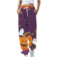 thumbnail image 2 of QATAINLAV Halloween Sweatpant for Women Baggy Cinch Bottoms Jogger Pants Novelty Graphic Print Trousers Drawstring High Waisted Sweat Pants with Pockets 90 off Clearance Sale Multicolor M, 2 of 6