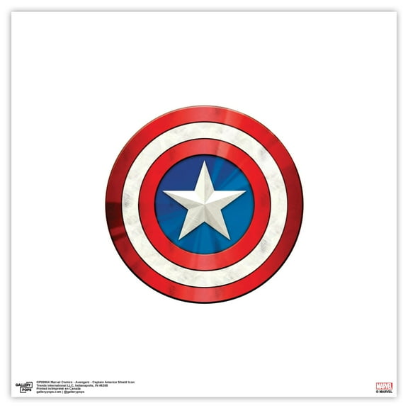 Gallery Pops Marvel Comics Avengers - Captain America Shield Icon Wall Art, Unframed Version, 12" x 12"