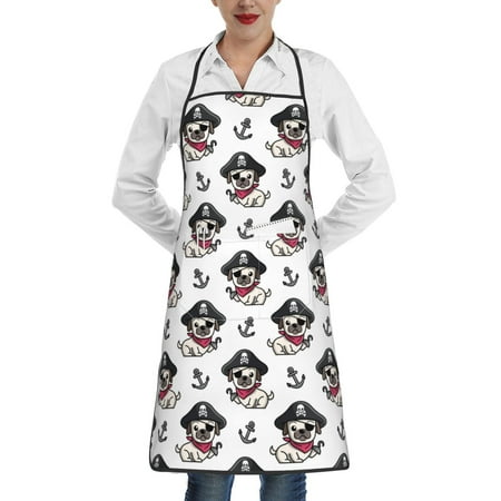 

Matuu Pirate Puppy for Adjustable Cooking Aprons for Women with Pockets Kitchen Aprons for Men Water and Oil Resistant