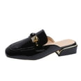 thumbnail image 2 of Mulas planas para mujer, mocasines sin espalda con punta cuadrada, sandalias deslizantes con cadena de metal Wmkox8yii ytu3912, 2 of 6