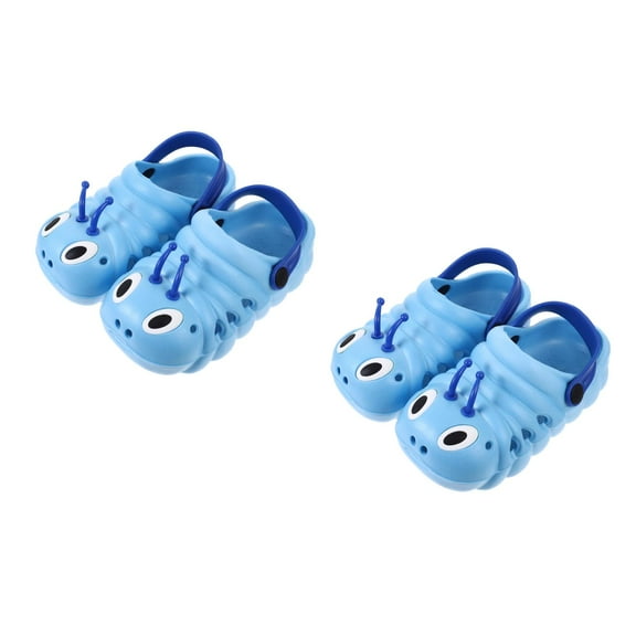 Masteelf 2 Pairs  Caterpillar Beach Non-slip Shoes Cartoon Summer Sandals Cool Slipper for Boys Girls (Blue Size 26 Length 15.5cm)