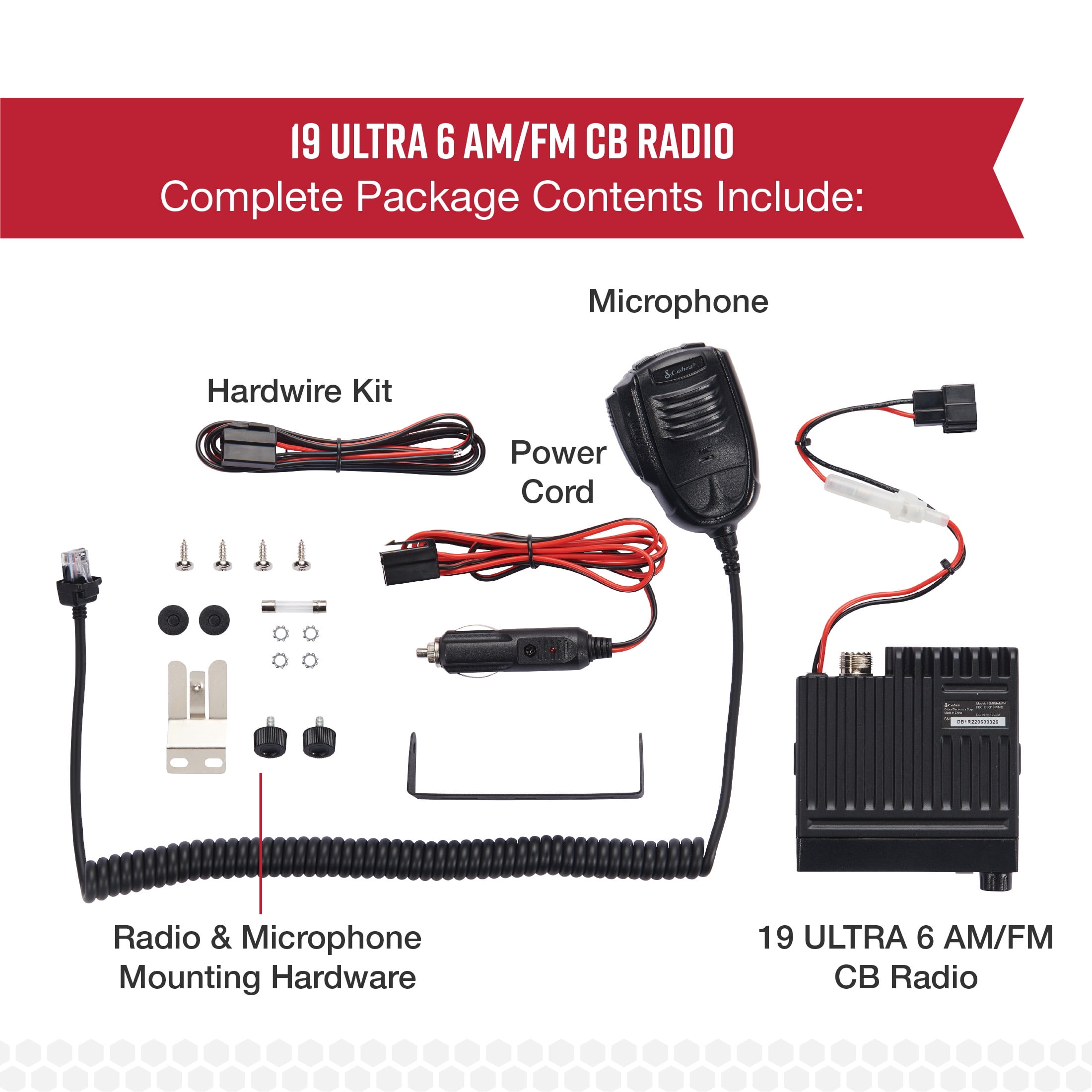 Cobra Cobra 19 Ultra 6 AM/FM CB Radio, Ultra-Compact 40-Channel Recreational Mobile Radio with LCD Display & VOX