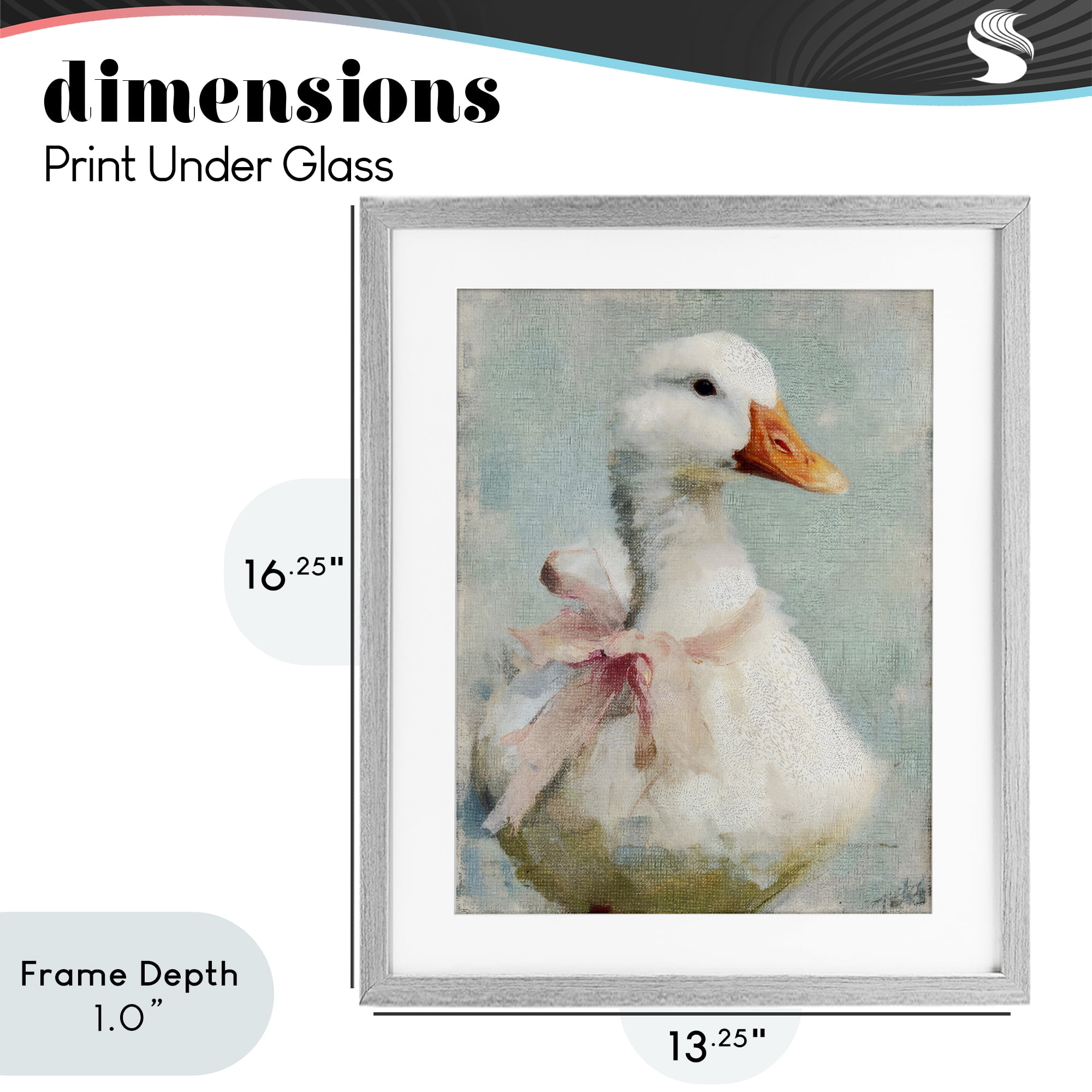 Stupell Industries Soft Pink Bow Goose Gray Framed Print Under Glass, design by LSR Design Studio