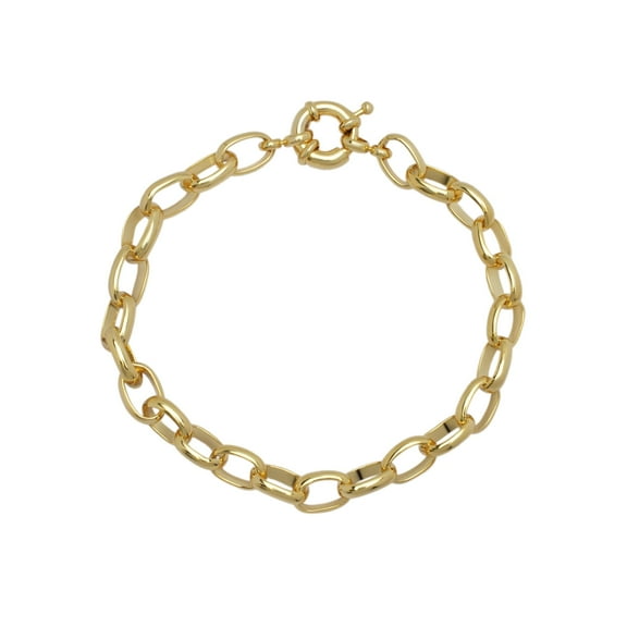 Dolce Giavonna Gold Plated Smooth Thick Rolo Chain Bracelet