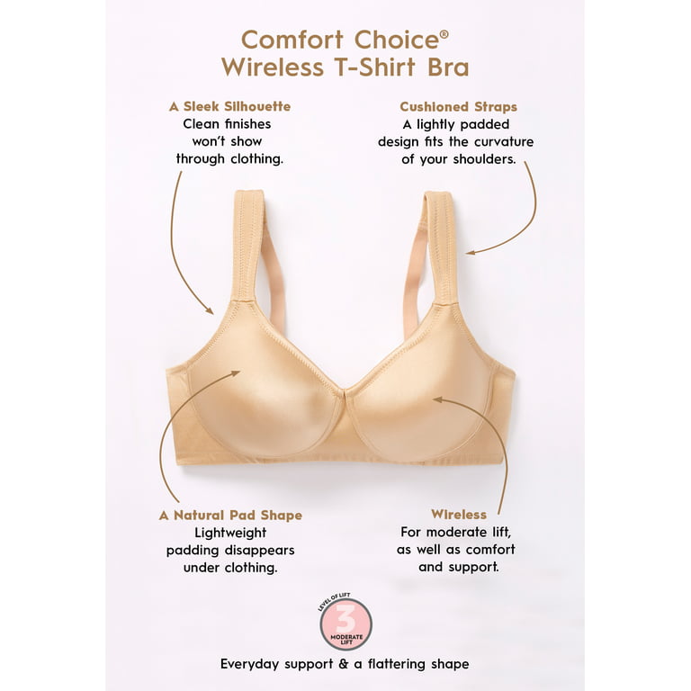 Comfort Choice Women's Plus Size Microfiber Wireless Lightly Padded T-Shirt  Bra - 50 C, Nude Beige