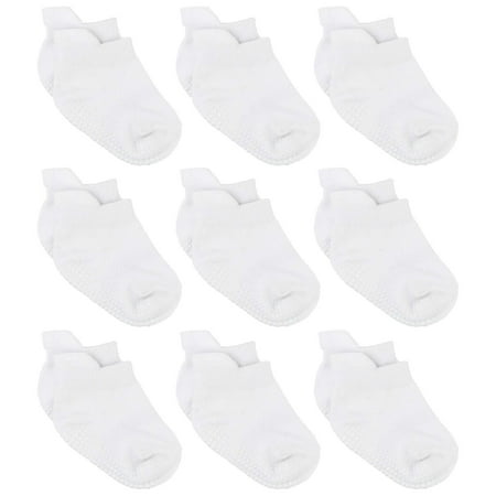 

LEZMORE 9 pairs Baby Non Slip Grip Ankle Socks with Non Skid Soles for Infants Toddlers Kids Boys Girls