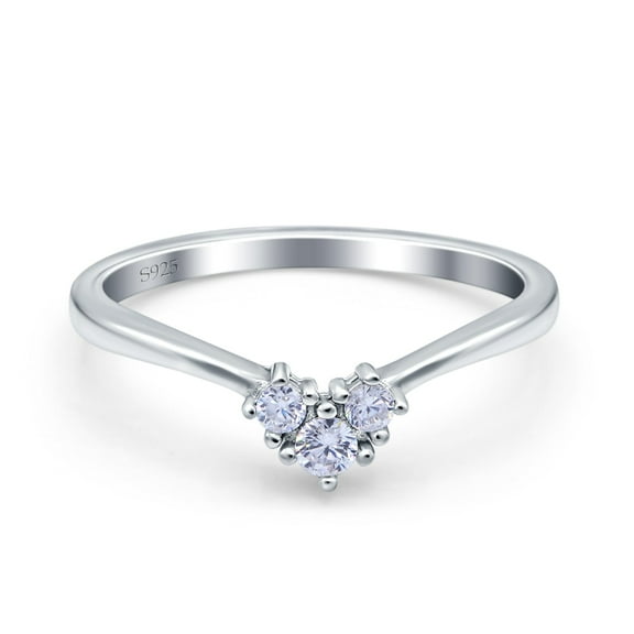 Simulated Cubic Zirconia Size-5 Geometric Heart Band Wedding Ring 925 Sterling Silver